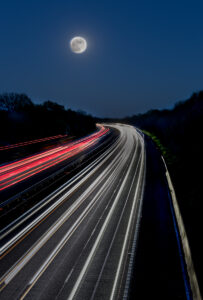 Flower Moon over the M1 by Rob Jones