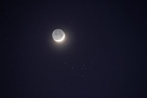 Moon and Pleiades by Andrew Atterbury